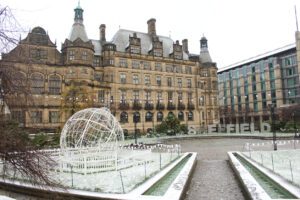 Snow and sheffield peace garden